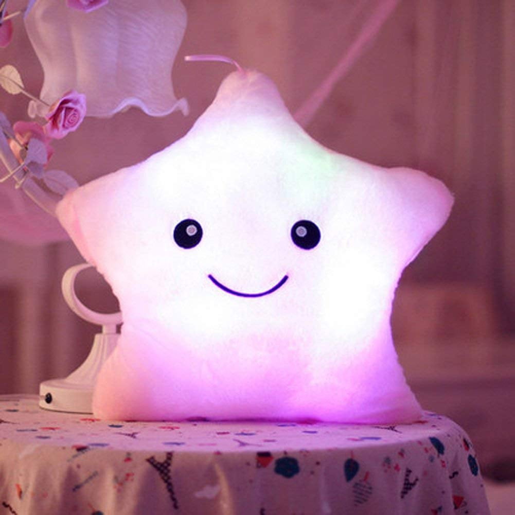 Brand New Gift Romantic LED Light Up Glow Pillow Soft Cosy Relax Cushion Star 
