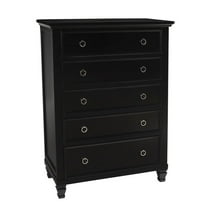 Pemberly Row 5-Drawer Transitional Wood Chest in Black Finish