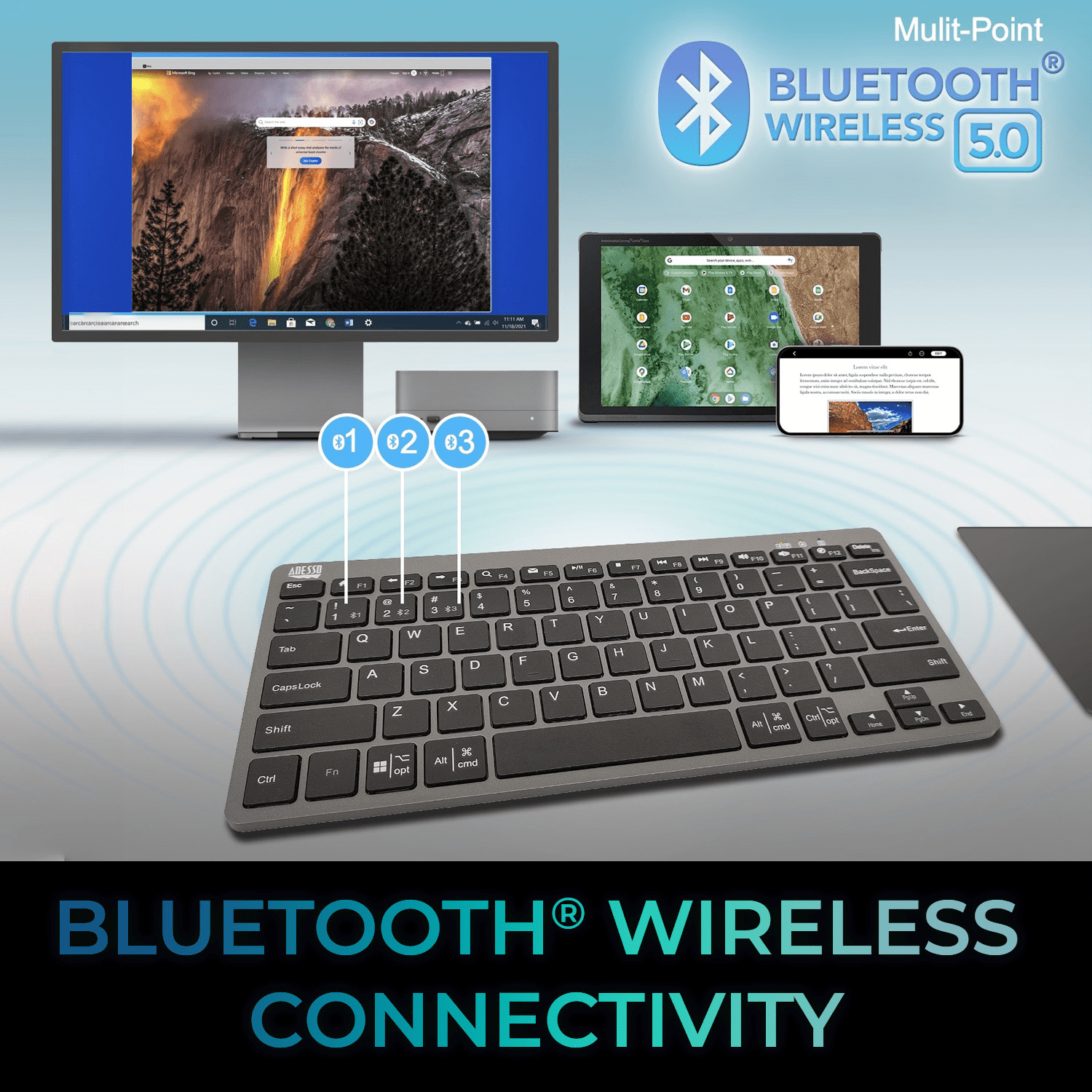 Multi OS Bluetooth Scissor Switch Mini Keyboard+E7