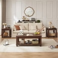 thumbnail image 5 of Leyaoyao 3-Piece Coffee Table Set with Open Shelf, Rustic Farmhouse End Table Set, Wood Furniture Set for Living Room, Walnut, 5 of 7