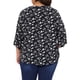 thumbnail image 3 of Blusa de gasa de mujer plus size Agnes Orinda, con cuello en V, manga 3/4, estilo casual de verano, talla 1X, color negro, 3 of 5
