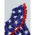 thumbnail image 6 of Aojekbee Independence Day Kids Girls Clothes Suits Stars Print Bobbles Boat Neck Ruffles Tops Red Shorts with Belt 2Pcs Set, 6 of 9