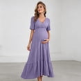 thumbnail image 7 of Women's Solid Short Sleeve Ruffle Maternity Sundress Evening Dress, 7 of 7