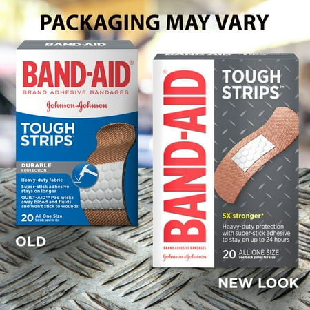 Strip Badges - Band-Aid Brand Tough Strips Adhesive Bandage, All One Size, 20 ct