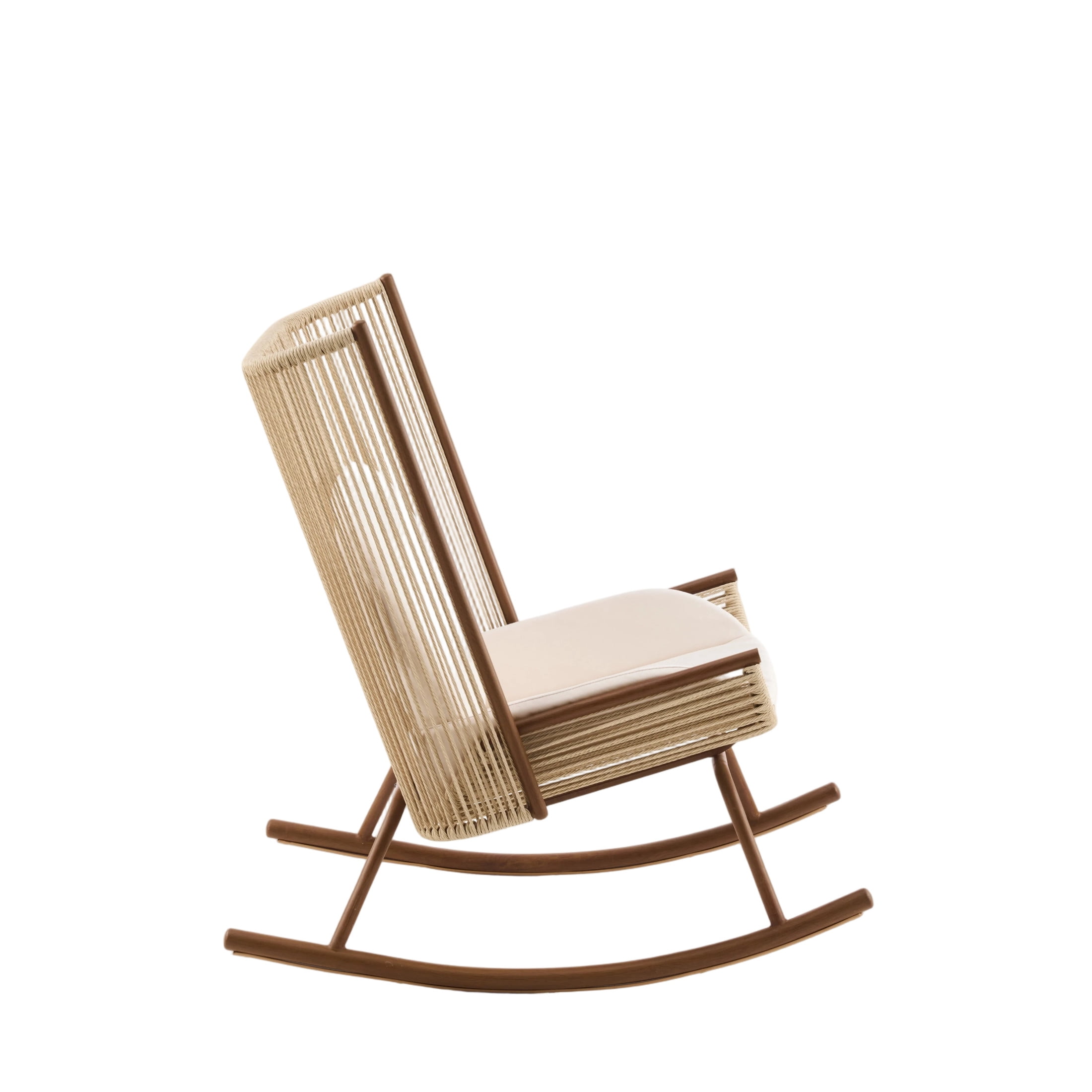 Christopher Knight Home Outdoor Rocking Chair, PE Rattan Backrest with Cushion, Beige