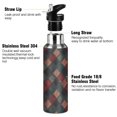 thumbnail image 3 of Yayeee 20oz Insulated Water Bottle Double Wall Stainless Steel with Flip Straw Lid, Red Tartan Pattern, 3 of 7