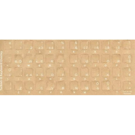 Turkish Keyboard Stickers - Labels - Overlays with White Characters for Computer Keyboard Cover