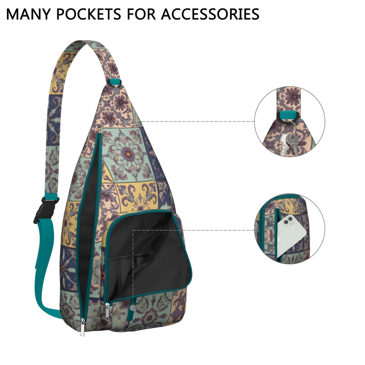 Bohemian Tribal Sling Bag Crossbody Backpack,Crossbody Sling Bag Travel Hiking Casual Daypack for Travel Outdoor Activities