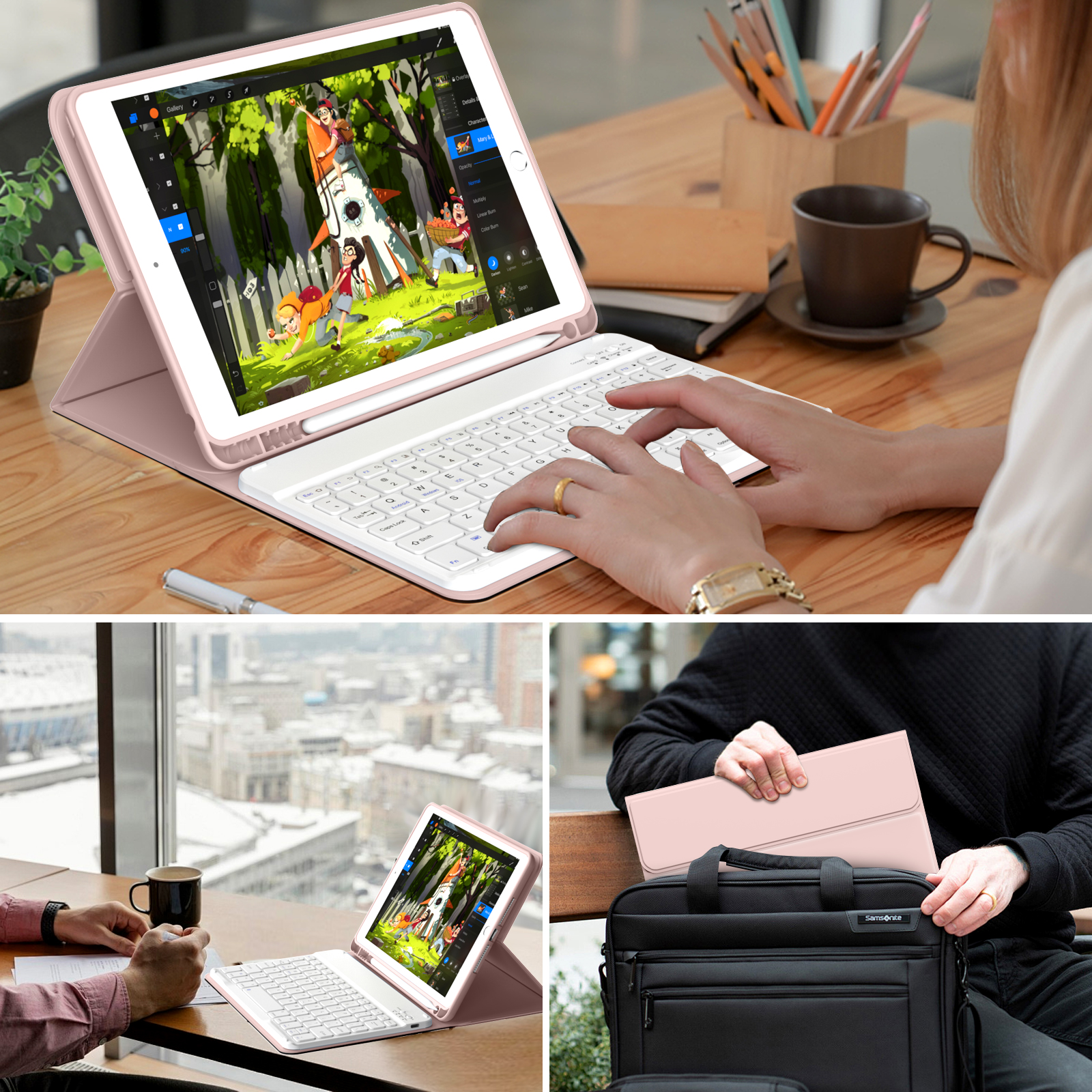 SZPSGC iPad Keyboard Case 10.2 Inch, Pink photo 6