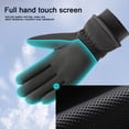 thumbnail image 4 of Tnobhg 1 Pair Men Winter Cycling Gloves Anti-slip Thick Plush Waterproof Windproof Touchscreen Solid Color Fasten Tape Wrist Band Skiing Skating Gloves, 4 of 8