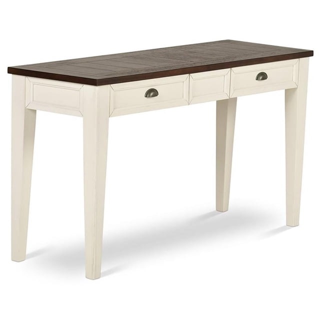 Table Console Cayla en Chêne Foncé et Blanc