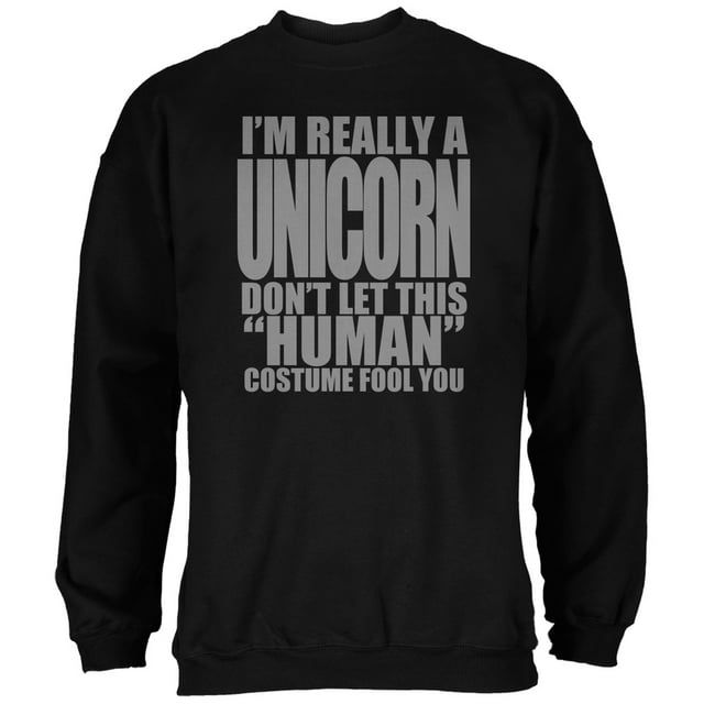 Chandail à Capuchon Noir pour Adulte avec Costume de Unicorn Humain d'Halloween