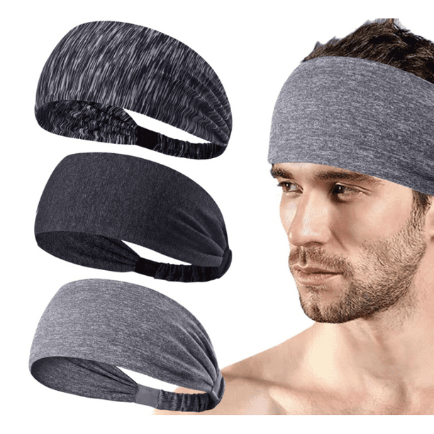 Mens Headbands, 3 Pack Sweat Workout Headbands for Men, Sport Cooling Headbands for Running