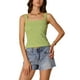 thumbnail image 1 of INSPIRAR CHIC Top sin mangas de corte cuadrado con tirantes anchos y borde de lechuga, casual, floral, talla S, verde aguacate, 1 of 1