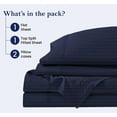 thumbnail image 3 of King Size 36" Split Top Flex Head 4-PCs Sheet Set Fits 14-18" Deep Pocket, 500-TC Egyptian Cotton (Stripe, Navy Blue), 3 of 6
