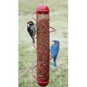 17" RED PEANUT SPIRAL BIRD FEEDER with Squirrel-Proof lid