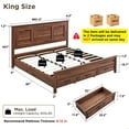 thumbnail image 2 of ACCOHOHO Rustic King Size Bed Frame with 52" Tall Full-Panel Headboard, Wood Platform Bedframe with Footboard and Storage Drawers, No Squeak, No Box Spring Needed, Brown, 2 of 7