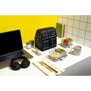 PackIt Freezable Lunch Bag, Black Grid, Built with EcoFreeze Technology, Foldable, Reusable, Zip and Velcro Closure with Buckle Handle, Perfect for Lunches Large