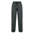 thumbnail image 5 of ZQUUVOU Mens Jogger Cargo Pants Solid Color Pocket Drawstring Elastic Waist Trousers Gray, 5 of 6