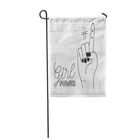 Signal Flag Hook LADDKE Girl Power Text and Hand Signal Finger Number One Garden Flag Decorative Flag House Banner 12x18 inch ()