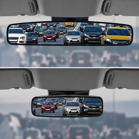Goodyear 17" Panoramic Rear View Mirror, Easy Clip-On, Fits Most Vehicles