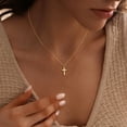 thumbnail image 5 of GOSFRY Gold Plated Cross Necklace for Women Simple Cross Pendant, Trendy Accessory Outfits Travel Jewelry Gifts, 5 of 9