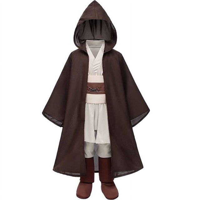 Disfraz de Star Wars de Disney para niños, disfraz de Guerrero Jedi, capa con capucha, ropa, traje, disfraces de fiesta de Halloween para niños