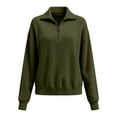 thumbnail image 5 of ClodeEU Women's Fall Winter Half Zip Turn Down Collar Sweater,Long Sleeve Knitted Pullover Top Army Green,Womens Plus L, 5 of 8