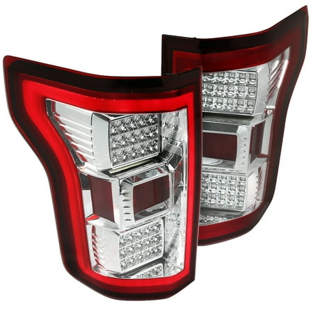 Brake Bar - Spec-D Tuning Red/Clear 2015-2017 Ford F150 Rear Brake Full Led Tail Lights W/Driving Neon Bar (Left + Right) 15 16 17