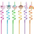 thumbnail image 1 of Pajitas de plástico reutilizables para decoración de fiestas, 8 piezas, ratón, abeja, unicornio, sirena, personajes de cómic, tiburón, Princesa, fruta, halloween, 1 of 4