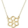 14kt Yellow Gold Silhouette Flower Pendant, 17" Necklace