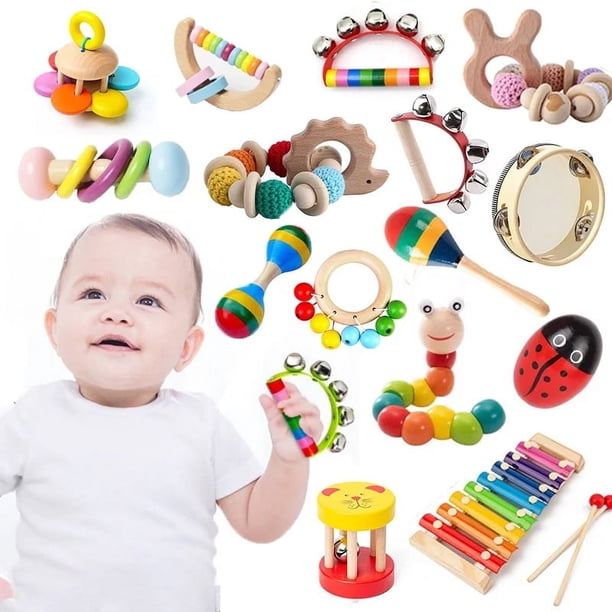 Juguetes Educativos de madera Montessori para bebés, sonajero, juegos de aprendizaje para niños de 1 a 2 años, juguetes de desarrollo, rompecabezas