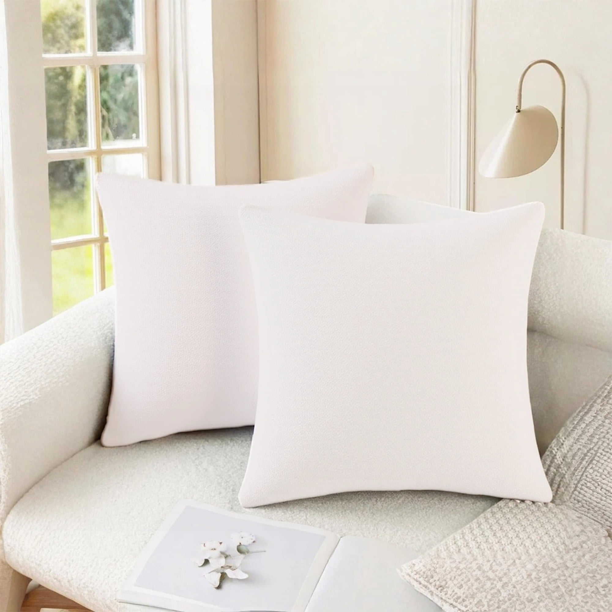 REGALWOVEN Set of 2 Throw Pillow Covers Solid Soft Cushion Pillow Covers for Sofa Living Room Light Brown 18" x 18"