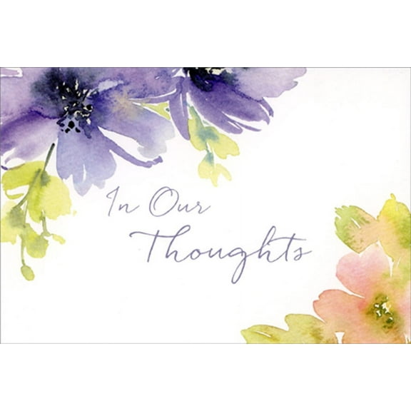 Pictura In Our Thoughts Purple Floral Corner Border Encouragement Card