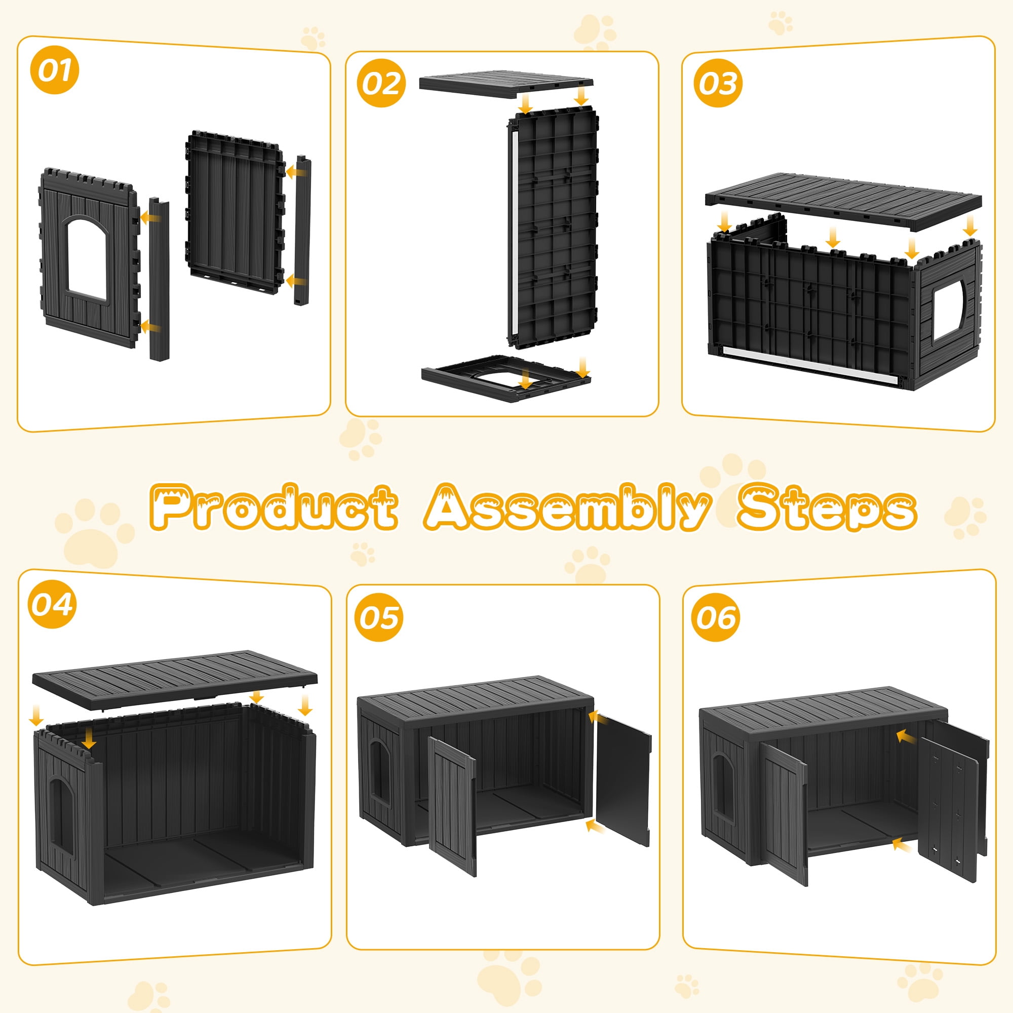 Bifanuo Outdoor Cat House, Waterproof Resin Cat House, Multi-Functional Cat Shelter, Assemble Easily for Home & Yard, Black