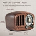 thumbnail image 2 of FM FM Radio clásica retro de madera pequeña, radio portátil con altavoz Bluetooth, radio nostálgica con función AUX/SD, batería recargable de 1100 mAh.(madera de nogal), 2 of 7