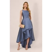 Adrianna Papell High-Low Mikado Gown Blue Frost Size 4