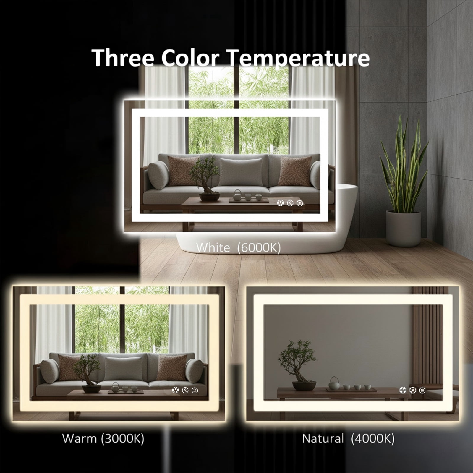 LED Bathroom Mirror with Lights, Anti-Fog, Dimmable, Backlit + Front Lit, Lighted Bathroom Vanity Mirror for Wall, Memory Function, Tempered Glass, Shatter-Proof, ETL Listed 24x30 in