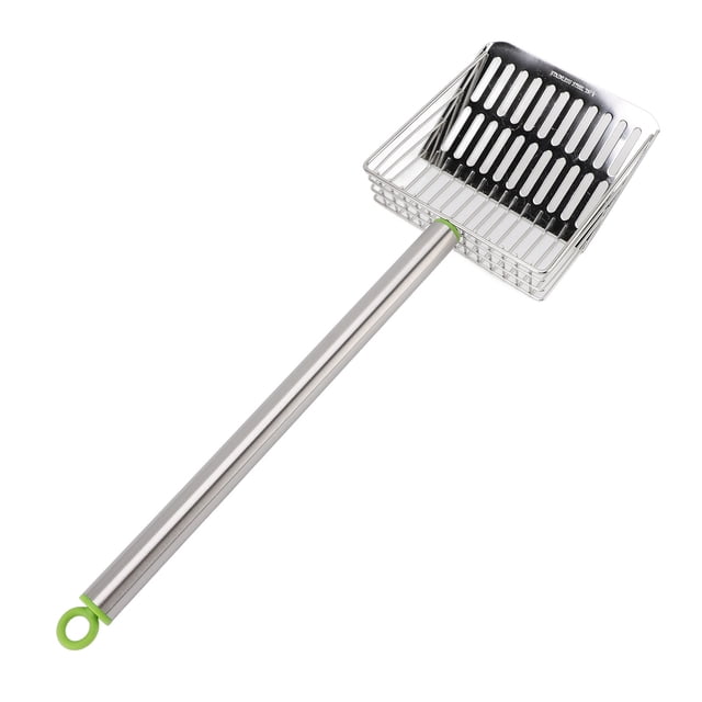 Stainless Steel Chicken Poop Scooper Long Handle Slat Litter Sifting Shovel for Pet Cleaning