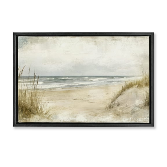 Stupell Industries Sandy Dunes View Black Framed Floater Canvas Wall Art design by LSR Creative Studio, 17 x 25