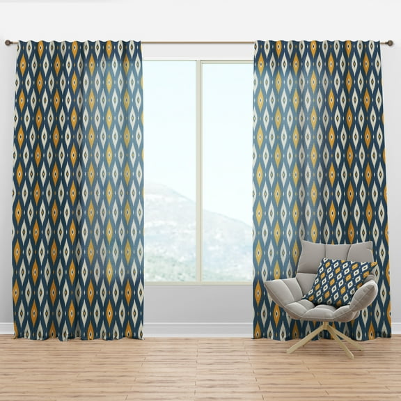 Designart 'Abstract Retro Pattern II' Mid-Century Modern Curtain Panel