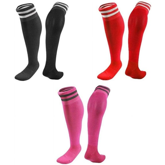 Lian LifeStyle 3 Pairs Knee High Sports Socks for Soccer, Softball, Baseball, Soccer, and Many Other Sports XL002 Size M Black,Blue,Rose