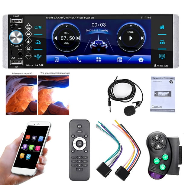 bibliotecario visitante mineral verlacod Car Stereo Radio Car Stereo Media Receiver Portable Fast Charge  Auto Car MP5 Player with 5.1-Inch Touch Screen with Rear View System  Support Bluetooth Voice Call for Car Auto,Style 01 -
