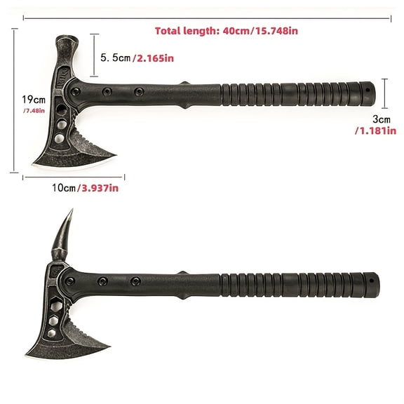 1PC Tactical Multi-Use Portable Jungle Survival Axe - High-Carbon Steel Blade, Fire Starter & Saw Edge, for Tree Chopping/Camping/Hiking/Garden Work
