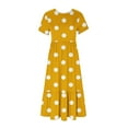 thumbnail image 3 of Uaswgudfs ​2025 Women's Polka Dot Tiered Midi Dress - Retro-Inspired Short Sleeve & Summer Casual Effortless Style Yellow L, 3 of 4