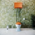 thumbnail image 2 of Renovators Supply High Tank Pull Chain Toilet w/Light Oak Wooden Flat High Tank 59" to 74" Adjustable Height Chrome Z Pipe and Round Toilet Bowl, 2 of 7