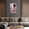 thumbnail image 4 of ZHONGYUTONG African American Wall Art Eiffel Tower Canvas Pink and Black Afro Pictures Black Woman Painting for Girl Room Decor Framed (12.00" x 18.00"), 4 of 5