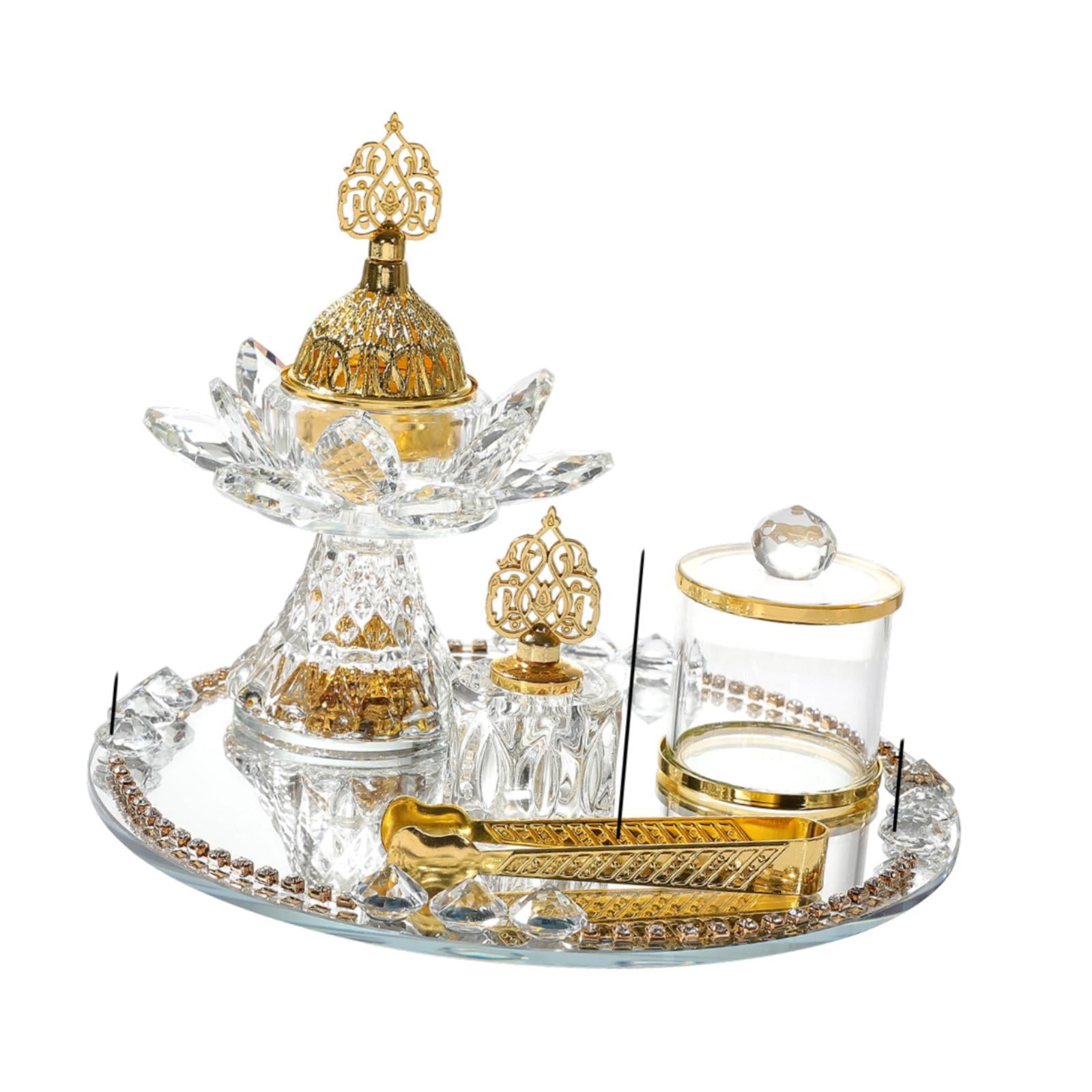 Baoblaze Glass Incense Burner Set Arabian Incense Holder for Home Bedroom Living Room
