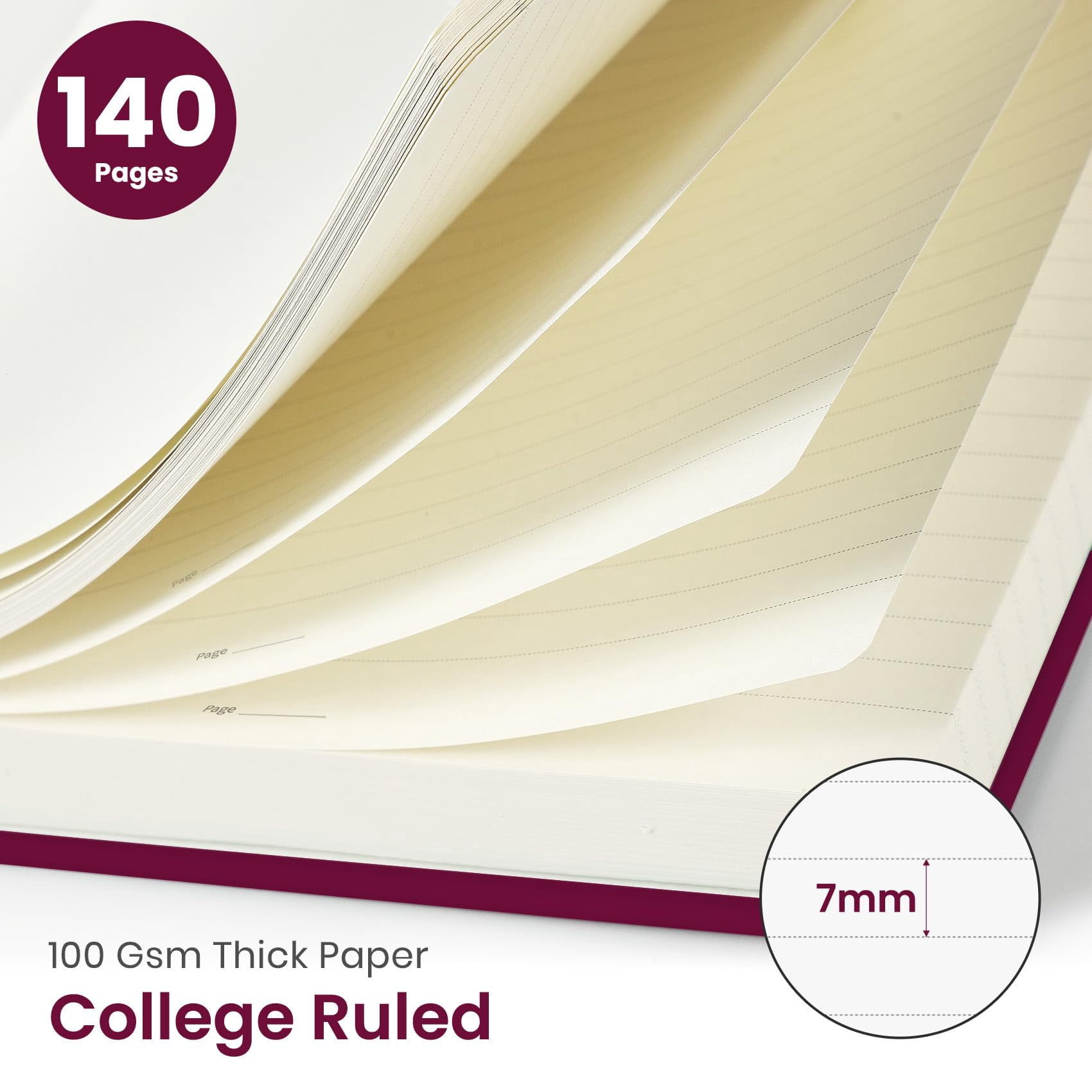 Lined Spiral Journal Notebook For Women & Men  140 Pages College Ruled Hardcover Work Note Taking Journals Writing A5(5.7" X 7.9") - Crabberry Red