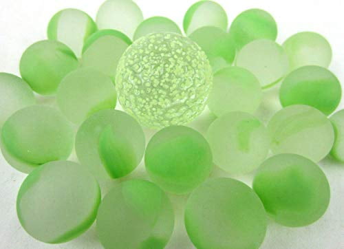 Decor/Vase Filler/Aquarium Shooter Patch MIB Big Game Toys~25 Glass Marbles Alien Balls Glow in The Dark Green/Yellow Speckled Classic Style Game Pack 24 Player, 1 Shooter 